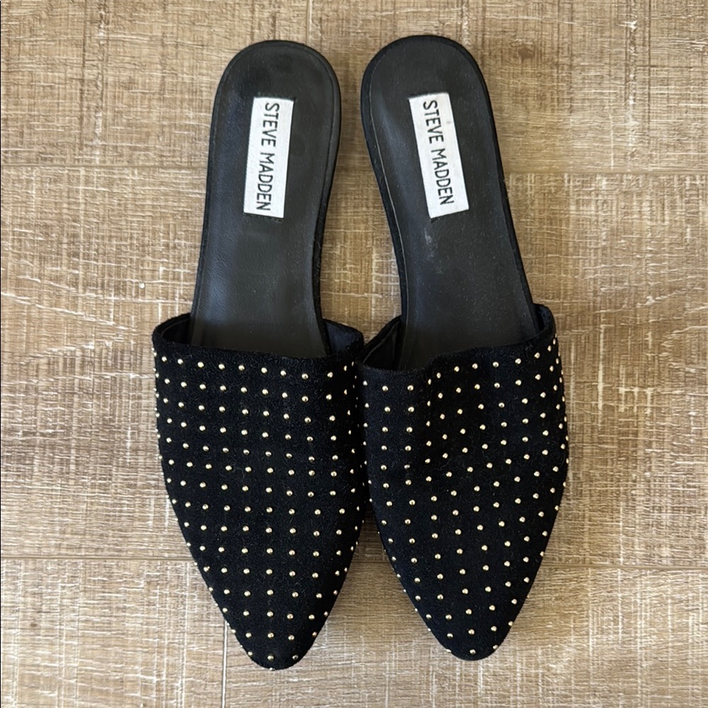 Steve Madden Black Studded Women's Mules